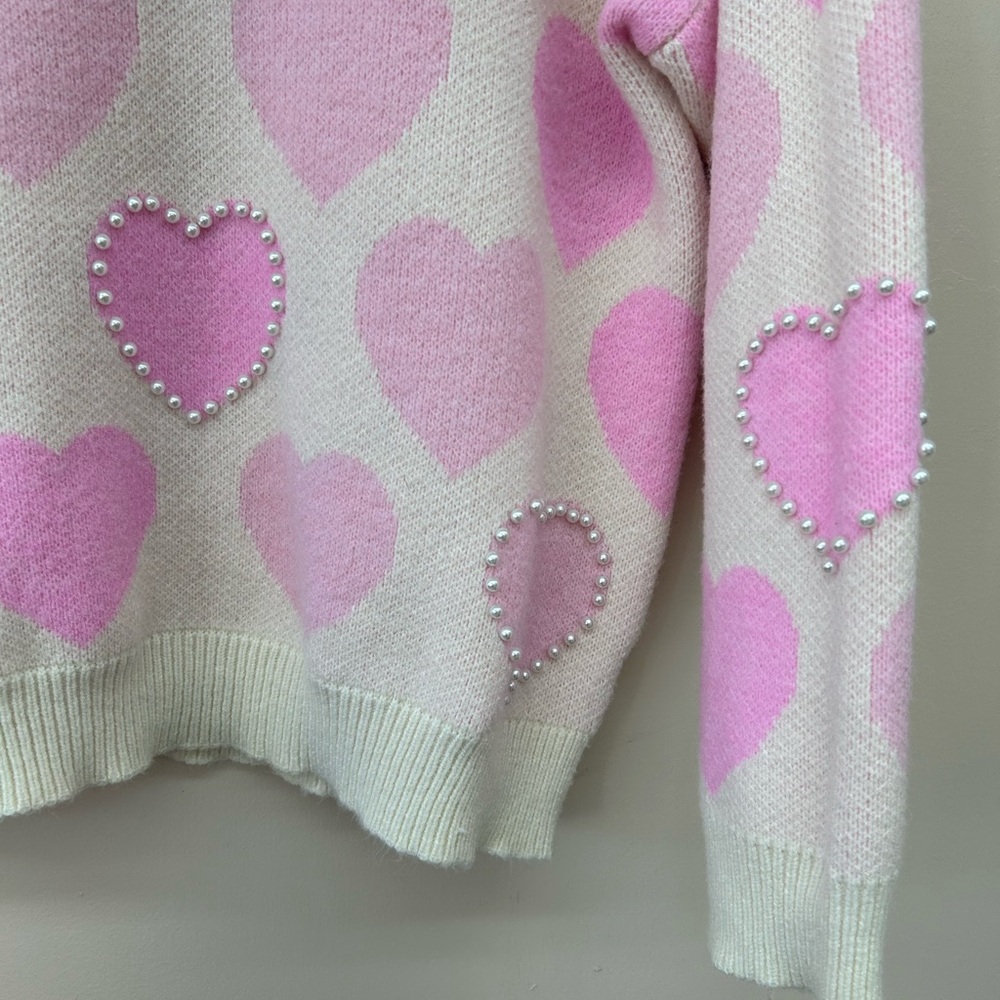 Blu Pepper Cream and Pink Heart Sweater - Picture 4 of 4